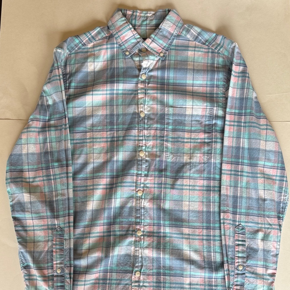 Vineyard Vines Mens Blue Plaid Button Down Shirt
